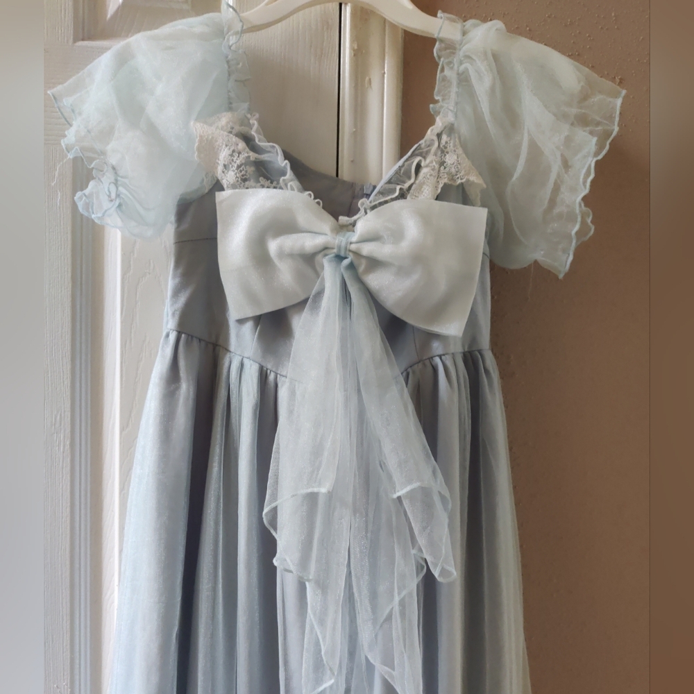 Disney Cinderella Light Blue Women's Tulle Bow Party Dress Cosplay Costume